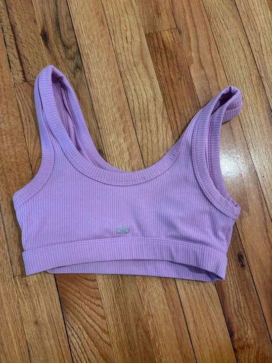 Alo Yoga Ribbed Sports Bra LIKE NEW SMALL PINK - Picture 2 of 3